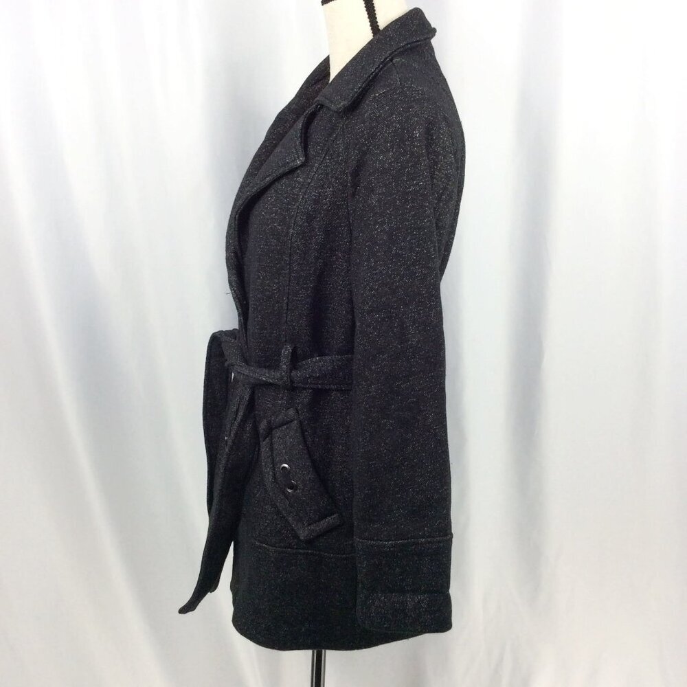 Liz Claiborne Women's Belted Knit Jacket Size Medium Black‎ Button Down - Picture 4 of 11